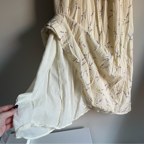 H&M 100% Cotton Lavender Open Back Puff Sleeve Midi Dress - Picture 9 of 12